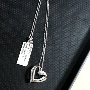 🔥4.99SHIP🔥🆕️Sterling Silver (.925) 1/4ct TW Diamond Pendant w 18" Chain